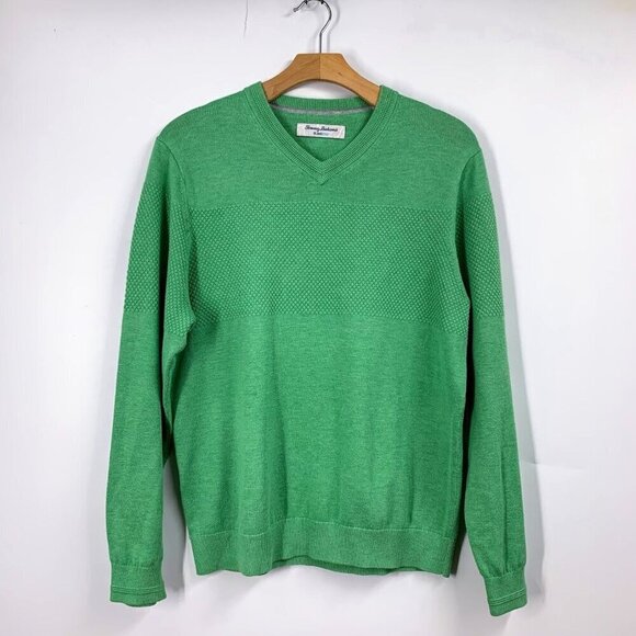 Tommy Bahama Men's IslandZone Coolside V-Neck Sweater in Cool Tide‎ Size S - Picture 1 of 14